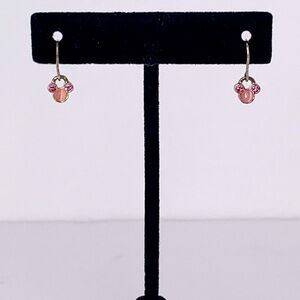 DISNEY MICKEY MOUSE Earrings Ear wires Dangling Mickey icon Pink Fuchsia